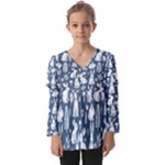 Easter bunny pattern Kids  V Neck Casual Top