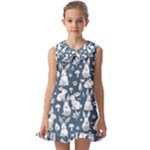 Easter bunny pattern Kids  Pilgrim Collar Ruffle Hem Dress