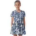 Easter bunny pattern Kids  Short Sleeve Pinafore Style Dress