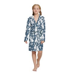 Easter bunny pattern Kids  Long Sleeve Velvet Lounge Robe from ArtsNow.com