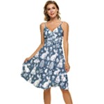 Easter bunny pattern Sleeveless Tie Front Chiffon Dress