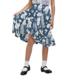 Easter bunny pattern Kids  Ruffle Flared Wrap Midi Skirt