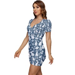 Low Cut Cap Sleeve Mini Dress 