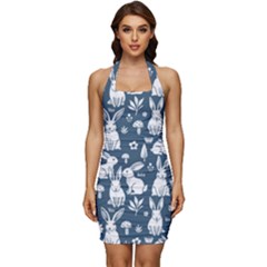 Sleeveless Wide Square Neckline Ruched Bodycon Dress 