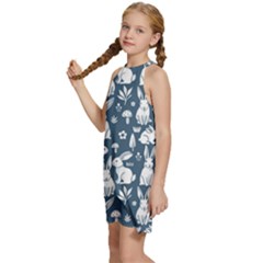 Kids  Halter Collar Waist Tie Chiffon Dress 