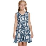 Easter bunny pattern Kids  Sleeveless Tiered Mini Dress