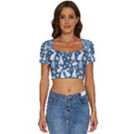 Easter bunny pattern Short Sleeve Square Neckline Crop Top 