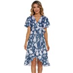 Easter bunny pattern Women s Kimono Wrap Satin Dress