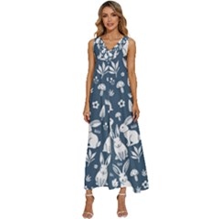 V-Neck Sleeveless Wide Leg Pants Overalls 