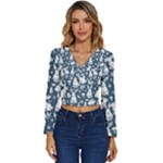 Easter bunny pattern Long Sleeve V-Neck Top