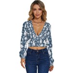 Easter bunny pattern Long Sleeve Deep-V Velour Top