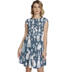 Easter bunny pattern Cap Sleeve High Waist Dress