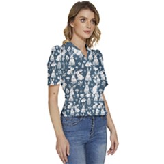 Puffed Short Sleeve Button Up Jacket 
