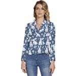 Easter bunny pattern Women s Long Sleeve Revers Collar Cropped Jacket