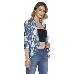 Women s 3/4 Sleeve Ruffle Edge Open Front Jacket 