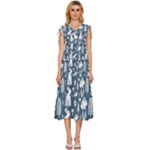 Easter bunny pattern V-Neck Drawstring Shoulder Sleeveless Maxi Dress