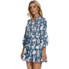 V-Neck Placket Mini Dress 