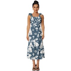Tie-Strap Tiered Midi Chiffon Dress 