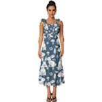 Easter bunny pattern Tie-Strap Tiered Midi Chiffon Dress