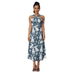 Easter bunny pattern Sleeveless Cross Front Cocktail Midi Chiffon Dress