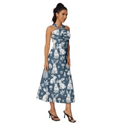 Sleeveless Cross Front Cocktail Midi Chiffon Dress 