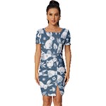 Easter bunny pattern Fitted Knot Split End Bodycon Dress