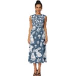 Easter bunny pattern Sleeveless Round Neck Midi Dress