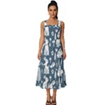 Easter bunny pattern Square Neckline Tiered Midi Dress