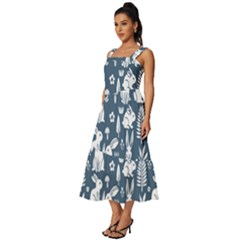Square Neckline Tiered Midi Dress 