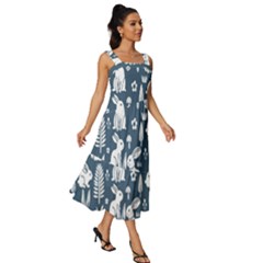 Square Neckline Tiered Midi Dress 