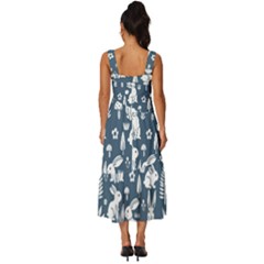 Square Neckline Tiered Midi Dress 