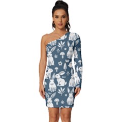 Long Sleeve One Shoulder Mini Dress 