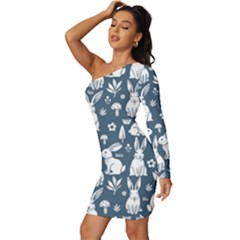Long Sleeve One Shoulder Mini Dress 