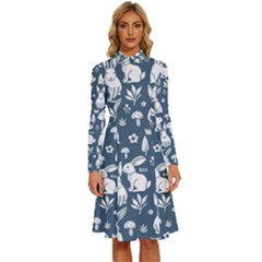 Long Sleeve Shirt Collar A-Line Dress 