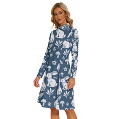 Long Sleeve Shirt Collar A-Line Dress 