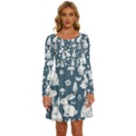 Easter bunny pattern Long Sleeve Wide Neck Velvet Dress