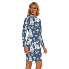 Long Sleeve Shirt Collar Bodycon Dress 