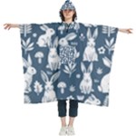 Easter bunny pattern Women s Hooded Rain Ponchos