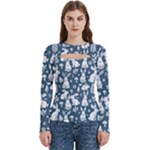 Easter bunny pattern Women s Cut Out Long Sleeve T-Shirt