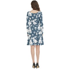 Long Sleeve V-neck skater dress with Pockets 