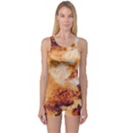 Burnt paper texture print design One Piece Boyleg Swimsuit