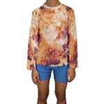 Burnt paper texture print design Kids  Long Sleeve Swimwear