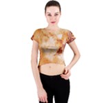 Burnt paper texture print design Crew Neck Crop Top