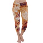 Burnt paper texture print design Capri Winter Leggings 