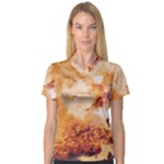 Burnt paper texture print design V-Neck Sport Mesh T-Shirt