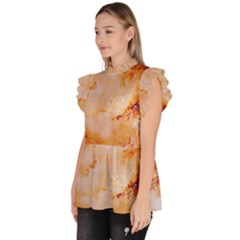 Ruffle Collar Short Sleeve Chiffon Top 