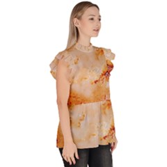 Ruffle Collar Short Sleeve Chiffon Top 