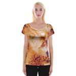 Burnt paper texture print design Cap Sleeve Top