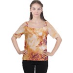 Burnt paper texture print design Cutout Shoulder T-Shirt