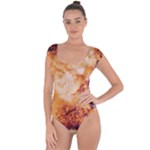 Burnt paper texture print design Short Sleeve Leotard 